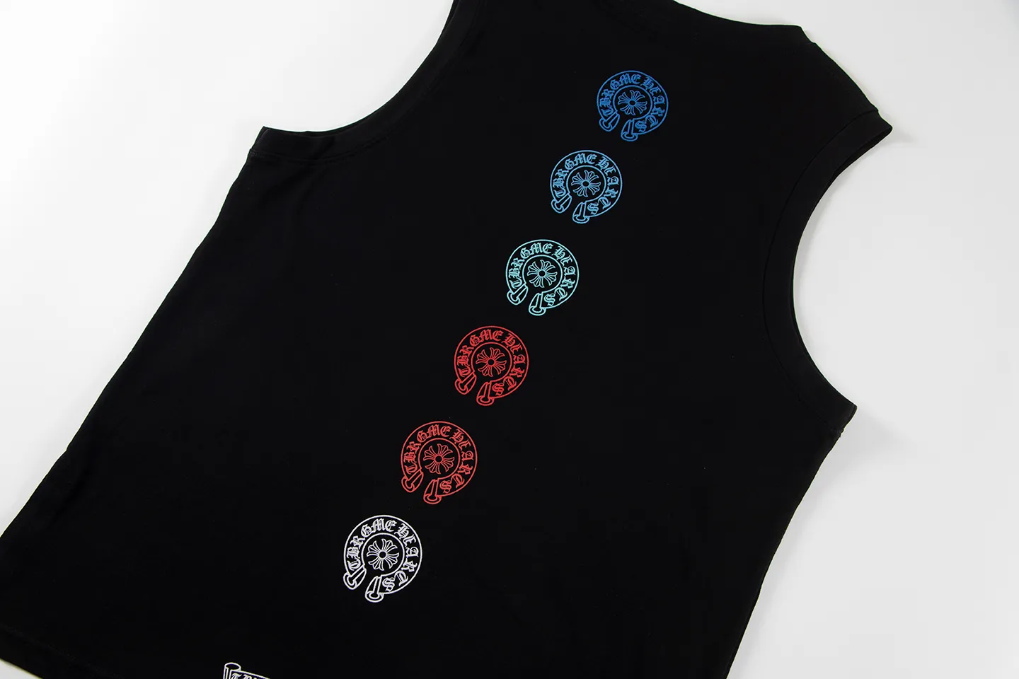 P150 Chrome Hearts Chrome Hearts Rainbow Horseshoe Print Tank Top T-Shirt Size: SMLXL Color: Black